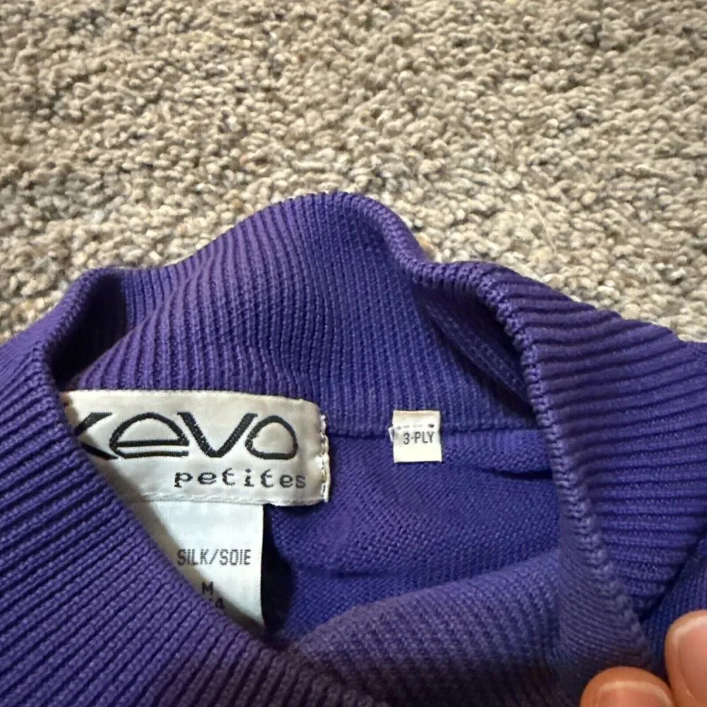 Vintage Kevo 3 Ply Silk Womens Size Medium Long Sleeve Mock Neck Sweater Top - Picture 6 of 11